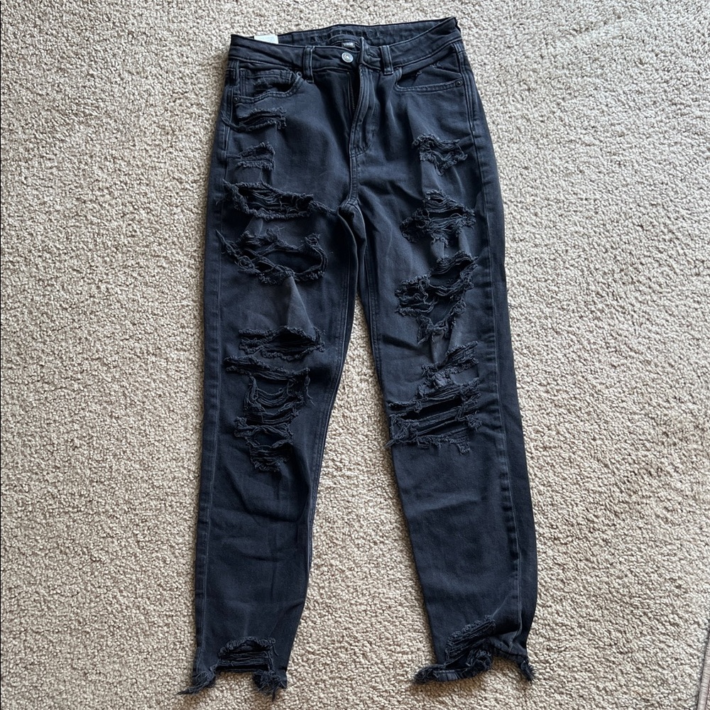 American Eagle Outfitters High Rise Black Distressed Jeans